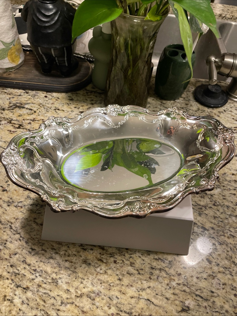 Source Unknown Silver Ornate Serving Bowl